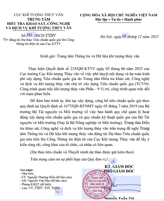 Tiêu chuẩn Quốc gia về công trình quan trắc khí tượng thủy văn – trạm phao biển